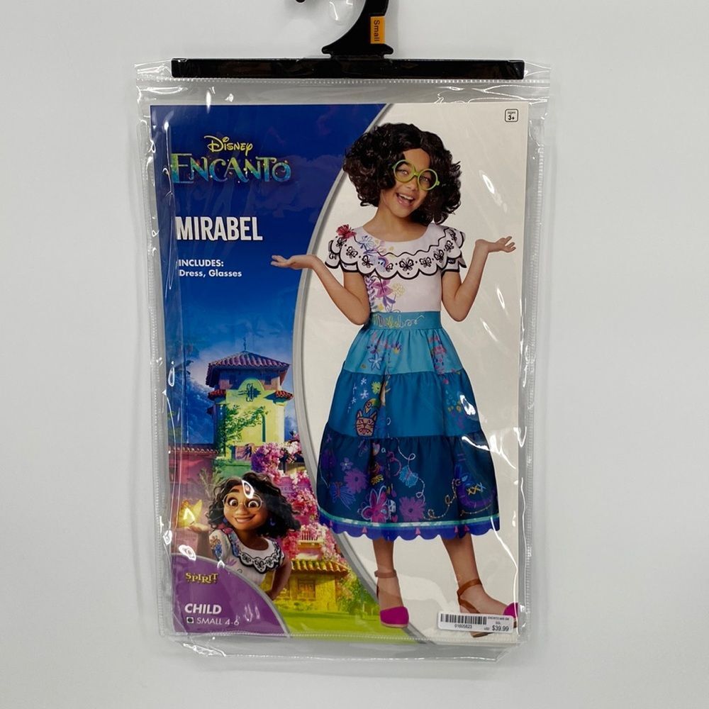 Disney Childs Encanto Mirabel Dress and Glasses Halloween Costume Small 4-6